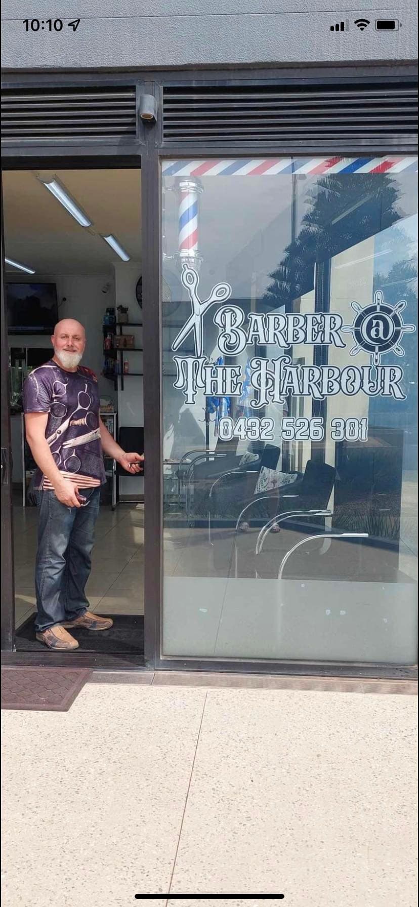 Inside Barber @ the Harbour, looking out over the marina
