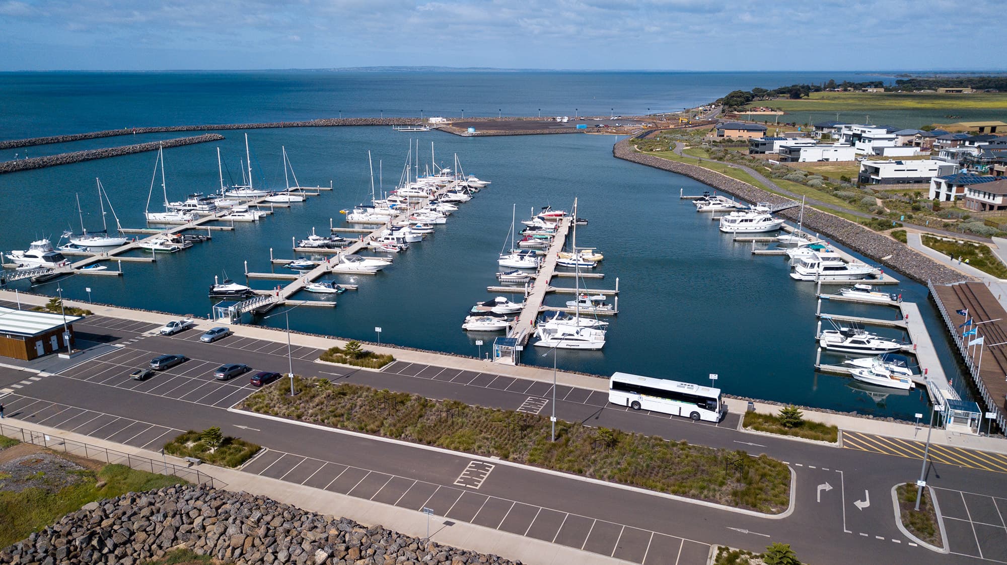 Wyndham Harbour marina with walking paths